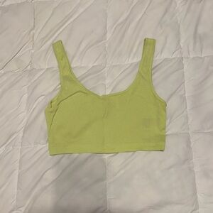 Divided Neon Lime Ribbed Crop Tank